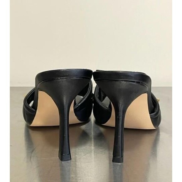 MARC FISHER Black Gold Rockstud Quilted Dacorin Slides Sandals Women's Sz 8 - Picture 4 of 9